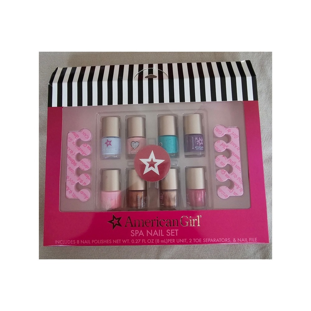 American Girl Spa Nail Set 8 Polishes Toe Separators Nail File HBV54-KFDA New